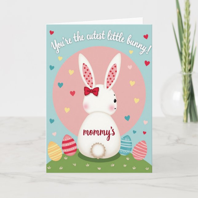 Carte de la fête des mamans pour un mignon lapin (Devant)