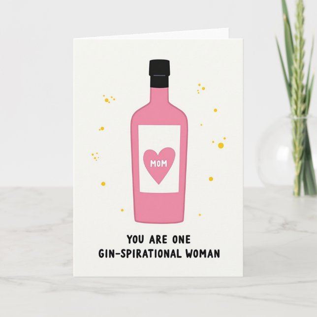 Carte de la Fête des Mères à Bouteille Rose Amour (Devant)