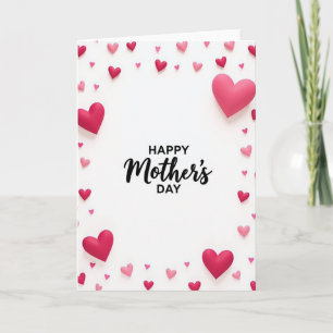 Carte de la fête des mères à coeurs roses