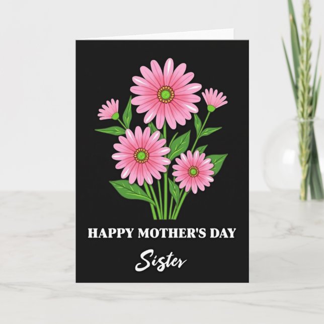 Carte de la fête des mères à fleurs roses (Devant)