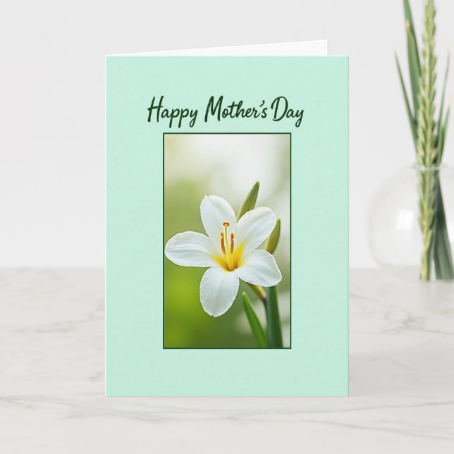 Carte de la fête des mères à fleurs vert menthe (Devant)