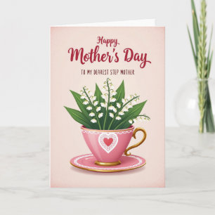 Carte de la Fête des Mères à la tasse en dentelle