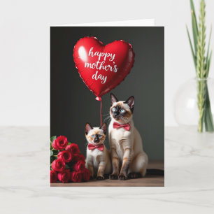 Carte de la fête des mères amour chats roses