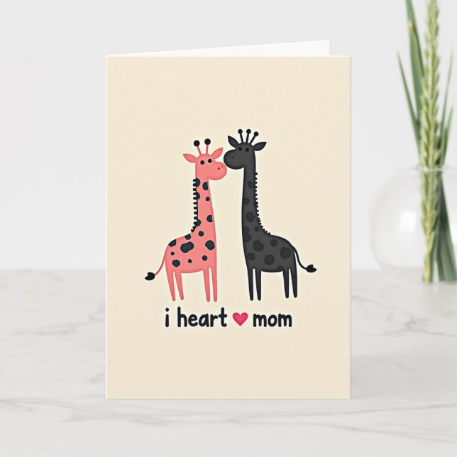 Carte de la fête des mères amour de girafe (Devant)