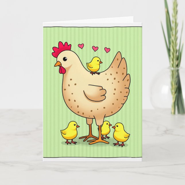 Carte de la fête des mères Amour de mère poule (Devant)