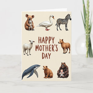 Carte de la fête des mères amour pour les animaux