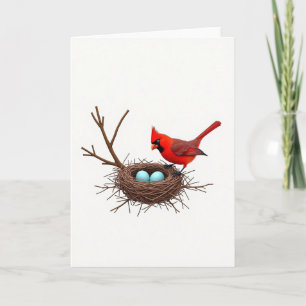 Carte de la Fête des Mères au Nid d'Oiseau Écarlat