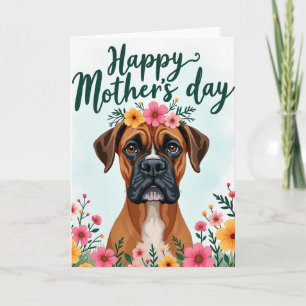 Carte de la fête des mères avec chien bringé flora