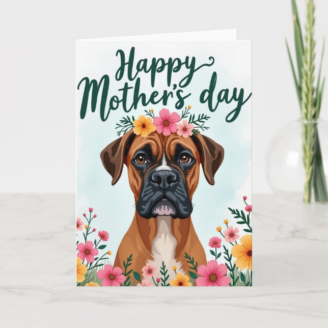 Carte de la fête des mères avec chien bringé flora (Devant)