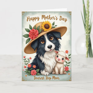 Carte de la Fête des Mères avec Chien et Agneau Fl