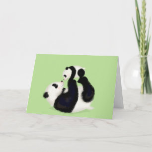 Carte de la fête des mères avec panda et bébé