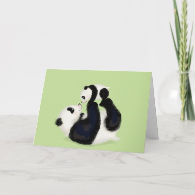 Carte de la fête des mères avec panda et bébé (Devant)