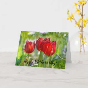Carte de la Fête des Mères avec Tulipes Rouges Art