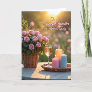 Carte de la Fête des Mères Bougie Rose