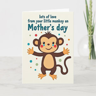 Carte de la fête des mères Câlin de singe