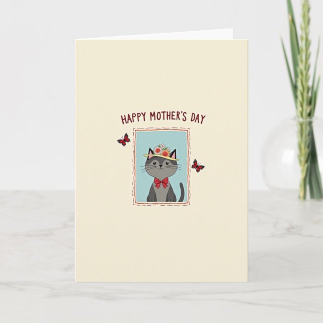 Carte de la fête des mères Chat à pois (Devant)