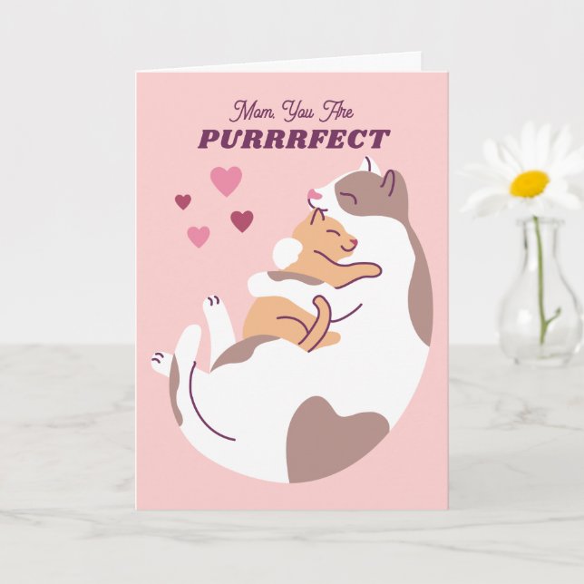 Carte de la Fête des Mères Chat & Chaton (Petite plante)