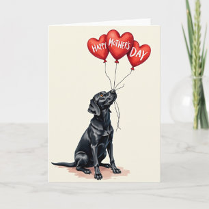 Carte de la Fête des Mères Chien avec des Cœurs