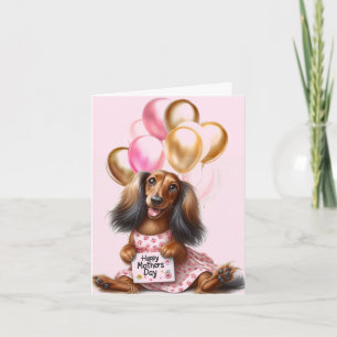 Carte de la fête des mères de Dachshund cheveux lo