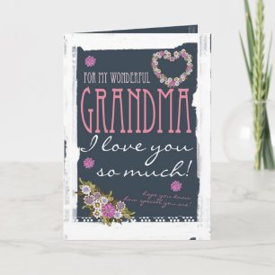 Carte de la fête des mères de grand-mère tendance 