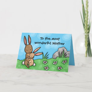 Carte de la Fête des mères de lapin mère et bébé