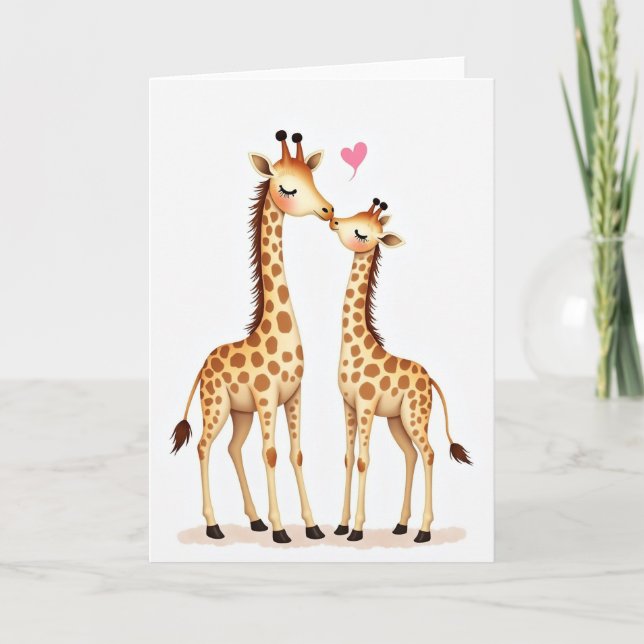 Carte de la fête des mères douce girafe (Devant)