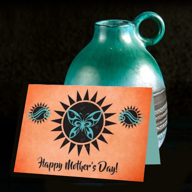 Carte de la fête des mères du papillon Turquoise d (Créateur téléchargé)