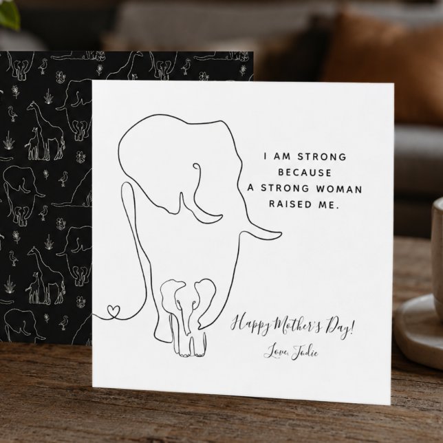 Carte de la fête des Mères éléphant maman moderne  (Créateur téléchargé)