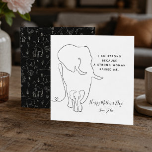Carte de la fête des Mères éléphant maman moderne