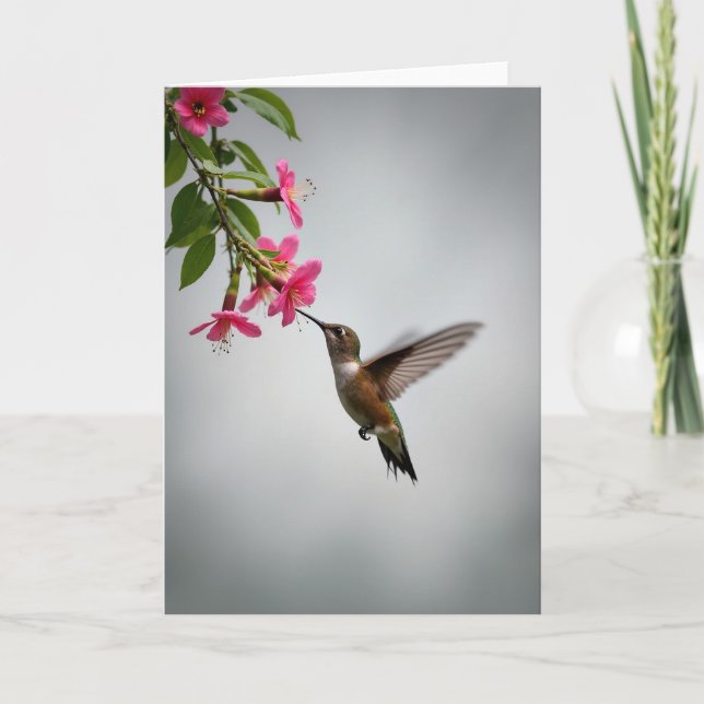 Carte de la fête des mères Fleur de Colibri (Devant)