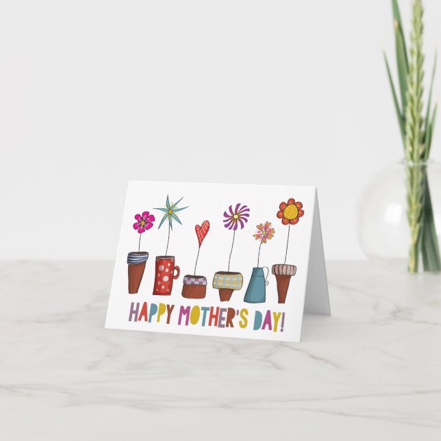 Carte de la fête des mères - Fleurs dans des pots  (Devant)