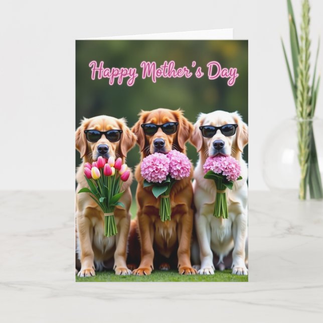 Carte de la fête des mères florale pour chiens (Devant)