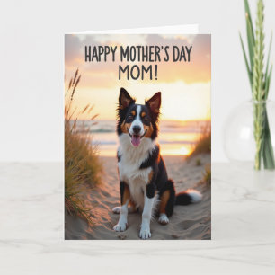 Carte de la Fête des Mères Happy Dog sur la Plage