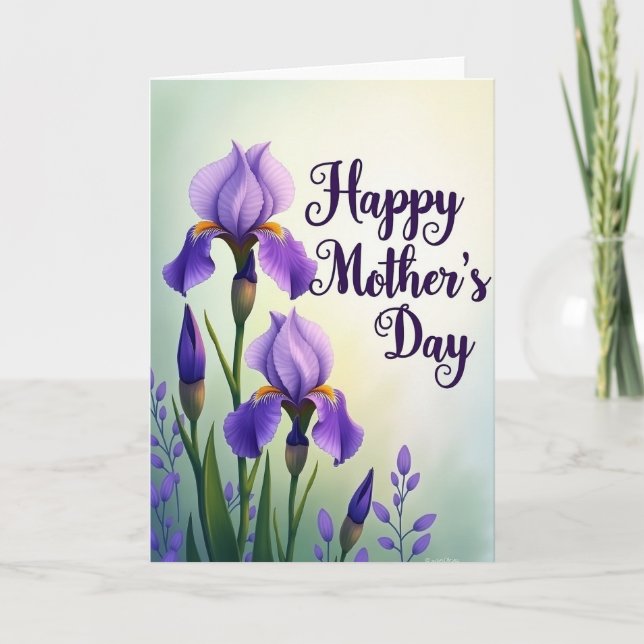 Carte de la Fête des Mères Iris Pourpre Rayé (Devant)