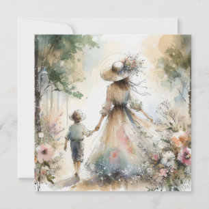 Carte de la fête des mères "Jardin de fleurs" Femm
