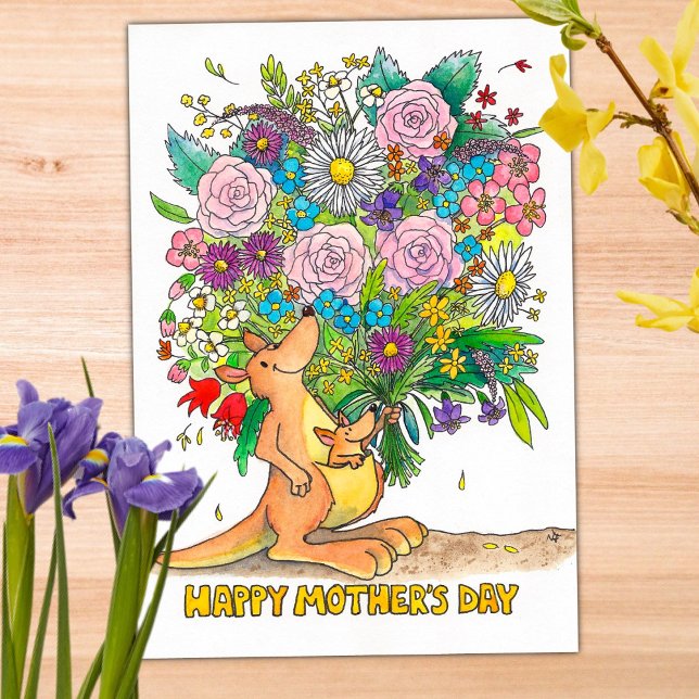 Carte de la fête des mères Kangaroo par Nicole Jan (Créateur téléchargé)