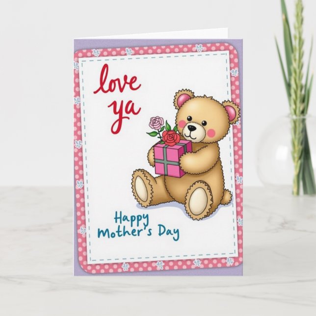 Carte de la fête des mères 'L'ours vous aime' (Devant)