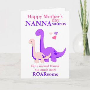 Carte de la fête des mères Nanna Dinosaur Nanna sa