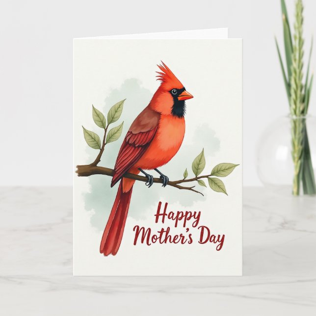 Carte de la fête des mères oiseau à l'aquarelle (Devant)