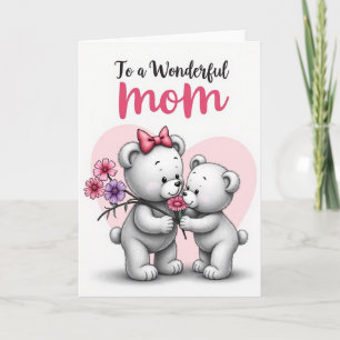 Carte de la fête des mères Oursons les plus mignon