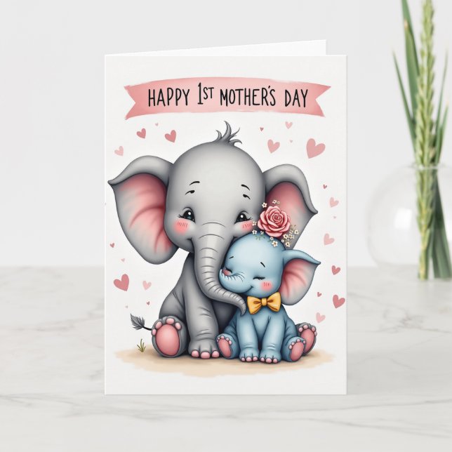 Carte de la fête des mères Pachyderme aimant (Devant)