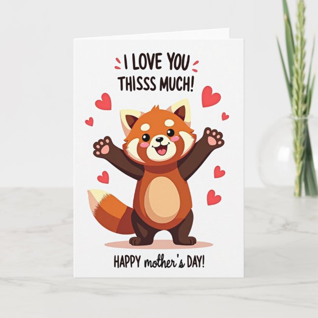Carte de la Fête des Mères Panda Roux (Devant)