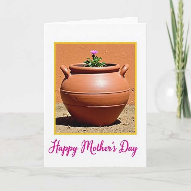 Carte de la fête des Mères Pot de Fleur Violette (Devant)