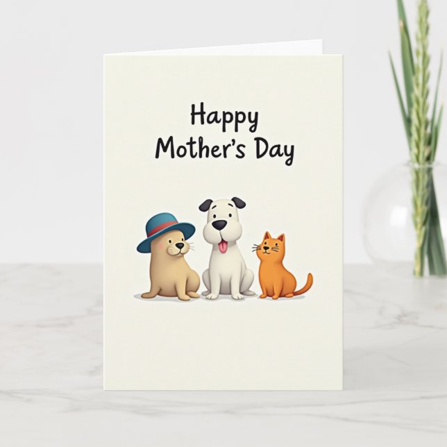 Carte de la fête des mères pour animaux (Devant)