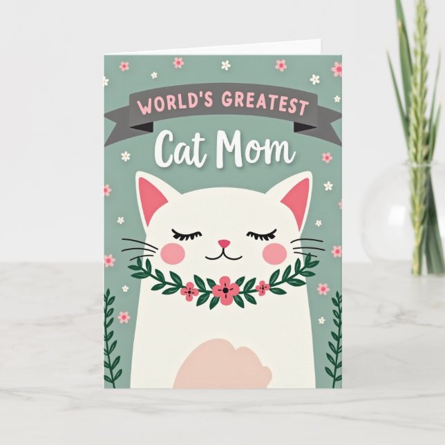 Carte de la fête des mères pour chat floral (Devant)
