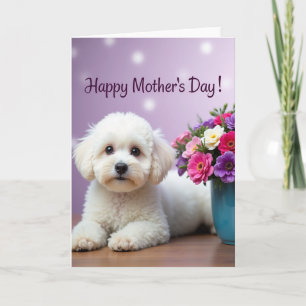 Carte de la fête des mères pour chiot duveteux