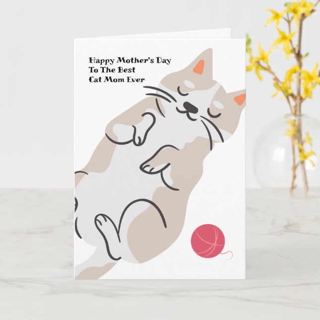 Carte de la Fête des Mères pour Maman Chat (Fleur jaune)
