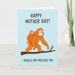 Carte de la fête des mères pour primate au gingemb