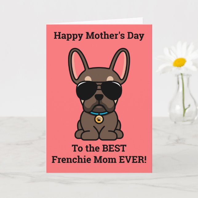 Carte de la Fête des Mères pour un Bouledogue Fran (Petite plante)