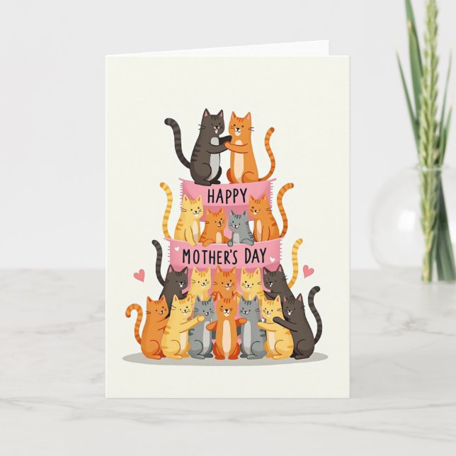 Carte de la Fête des Mères Pyramide de Chats (Devant)